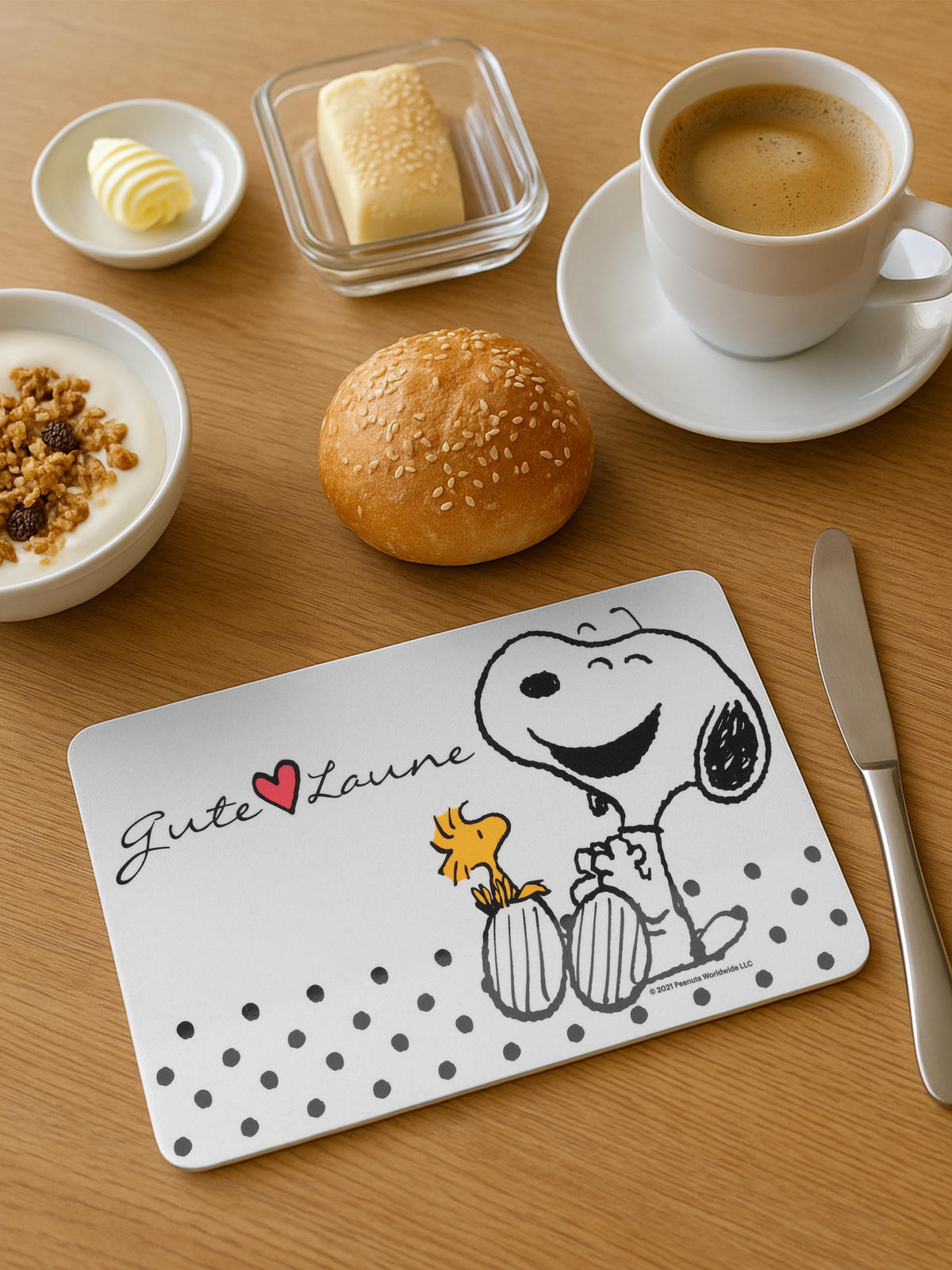 BRETTCHEN The Peanuts Snoopy Gute Laune Weiß 14,5 x 23,5 cm - Multicolor, Kunststoff (14.5/23.5cm) - United Labels