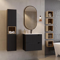 BADMÖBEL-SET 8-TLG. Newport-56 - Schwarz, Holzwerkstoff (180/200/40cm) - Lomado