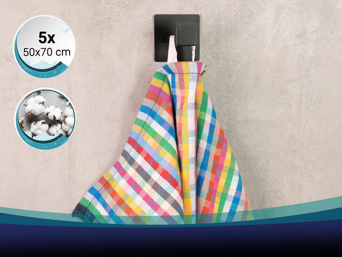 GESCHIRRTÜCHER, 5er-Set, 50x70 cm, 100% Baumwolle, bunt - Multicolor, Textil (50/70cm) - Zollner