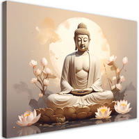 LEINWANDBILD, Buddha in Meditation in einer friedvollen harmonischen Komposition - Beige, Textil (60/40cm) - Feeby