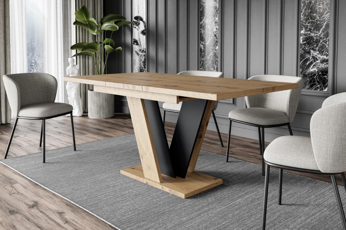 ESSTISCH ausziehbar 120 -160x90x75 cm - Artisan Eiche Optik/Schwarz- INEY - Eichefarben, Holzwerkstoff (120/90/75cm) - ALTDECOR