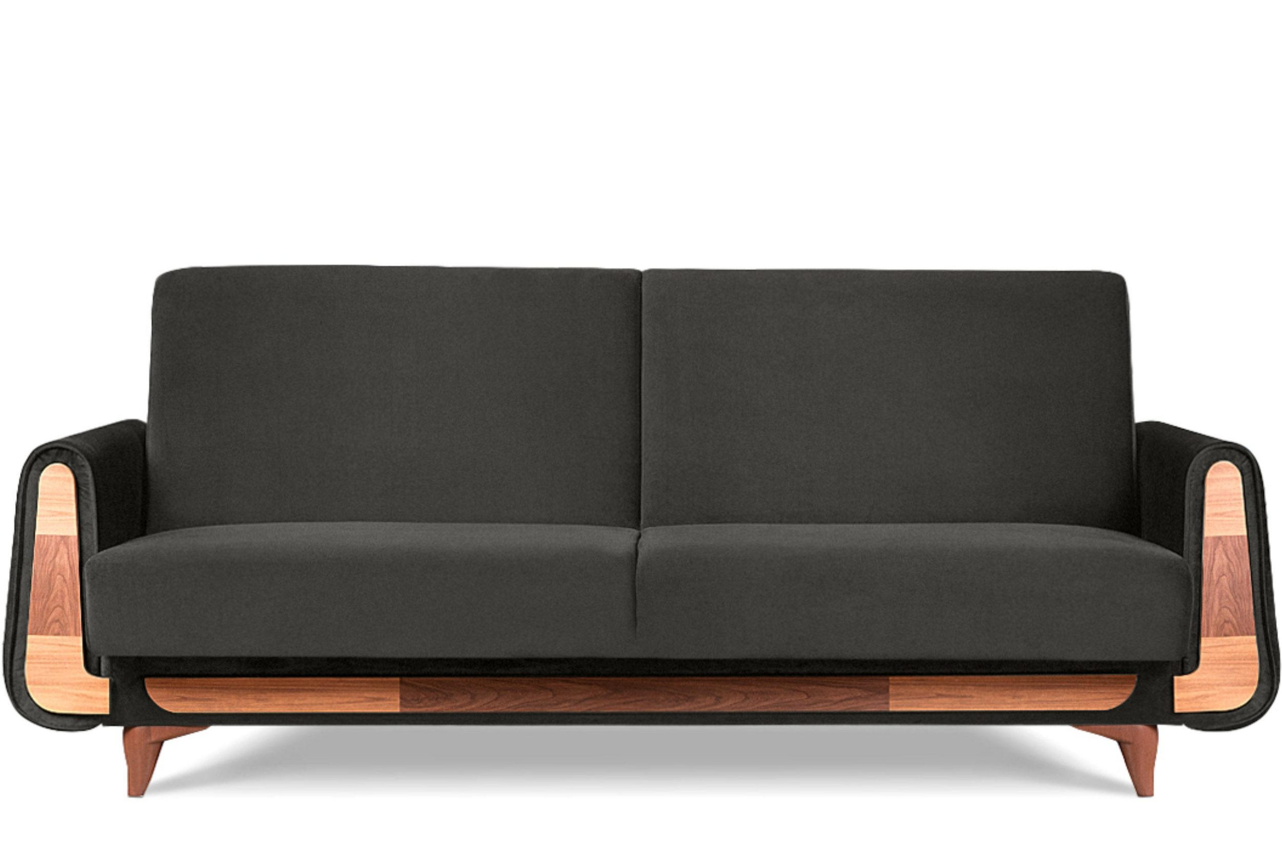3-SITZER SCHLAFSOFA GUSTAVO mit Armlehnen, anthrazit - Anthrazit/Braun, Textil (230/98/98cm) - KONSIMO®