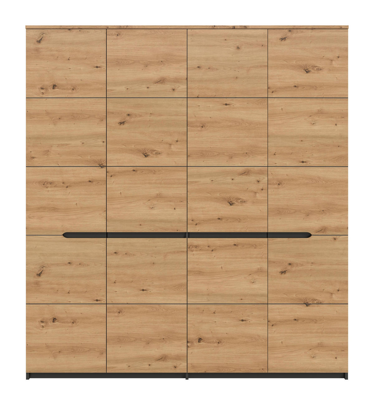 KLEIDERSCHRANK Sova 4-türig – Moderner Schrank in Eiche-Optik & Schwarz mit Stauraum - Eiche Artisan/Grau, Holzwerkstoff (180/198/59cm)