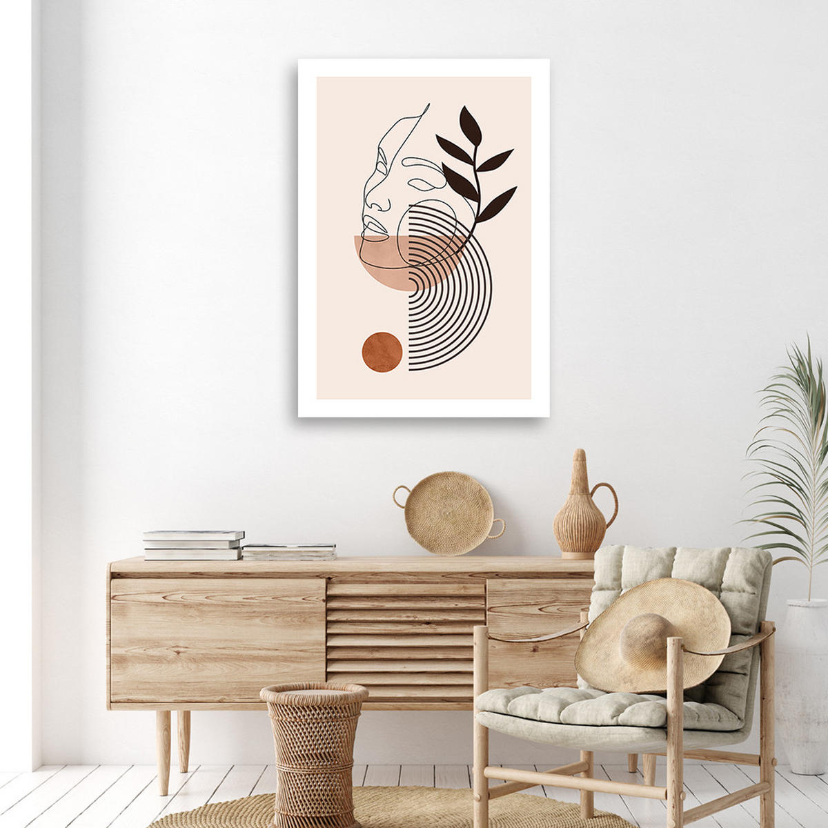 WANDBILD gesicht einer boho frau - Beige, Textil (40/60cm) - Feeby