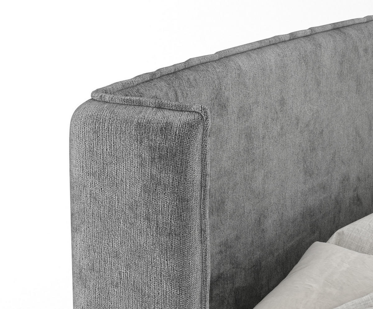 KONTINENTALBETT Ardis Grau 200/200 cm mit Matratze und Topper - Schwarz/Grau, Holz/Holzwerkstoff (200/200cm) - Maison de Reve