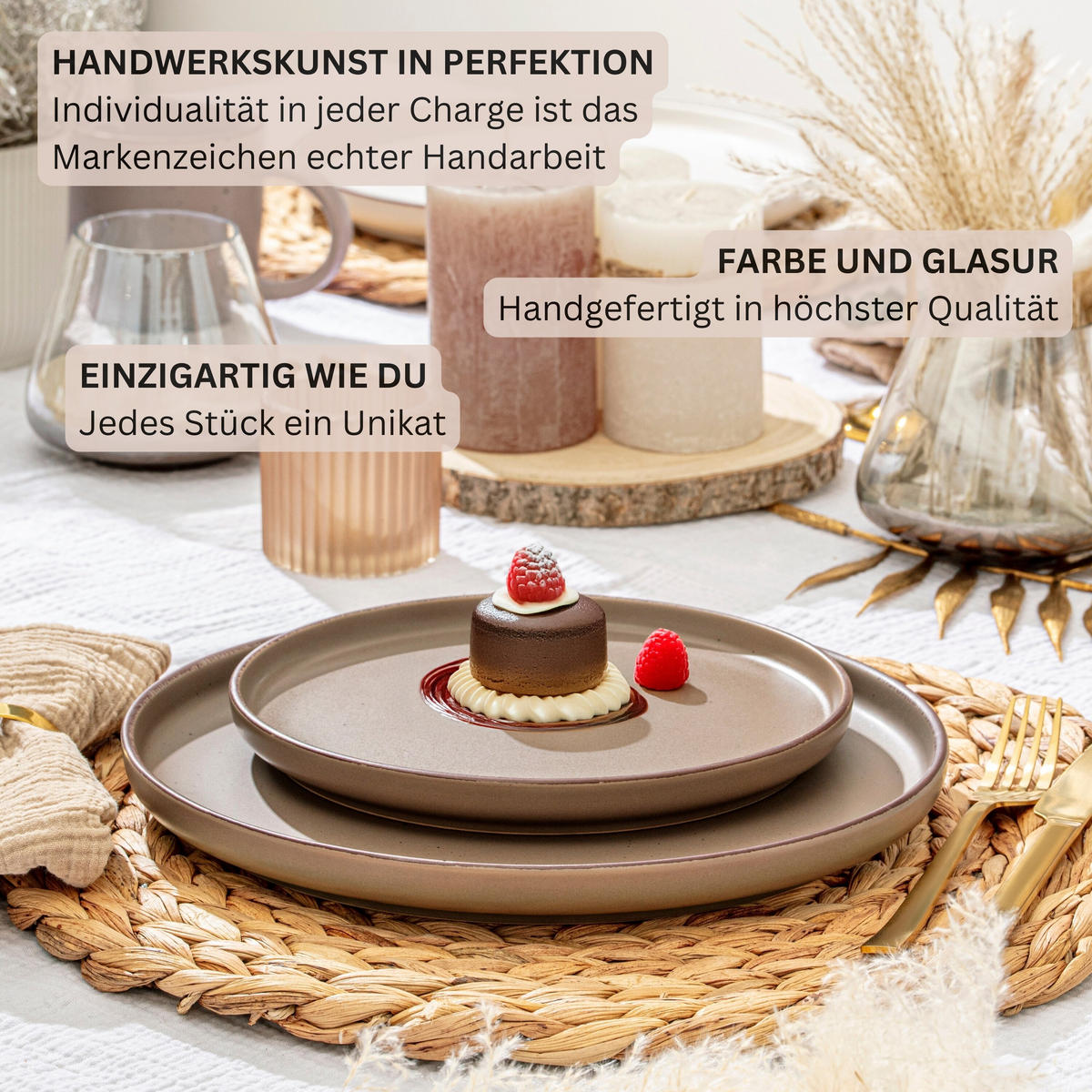 TAFELSERVICE BOMBAY OAK - 12 teilig aus Steingut - Braun, Stein (27/6.5/27cm) - Sänger