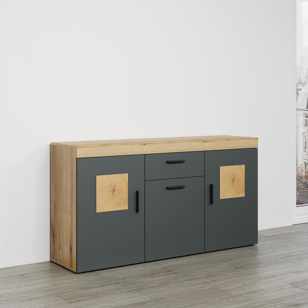 SIDEBOARD Tyler Anthrazit - Anthrazit, Holzwerkstoff (160/86/42cm) - Trendteam