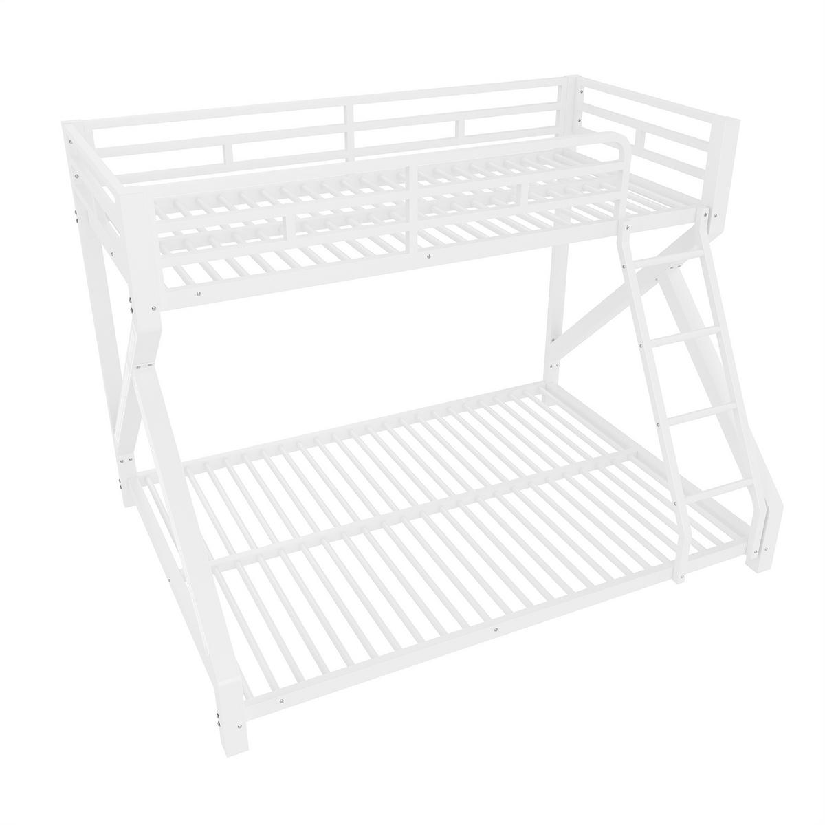 ETAGENBETT 90/200 cm & 140/200 cm in Weiß mit LED, Sicherheitsgeländer und Leiter - Weiß, Metall (90/200cm) - STILVORA