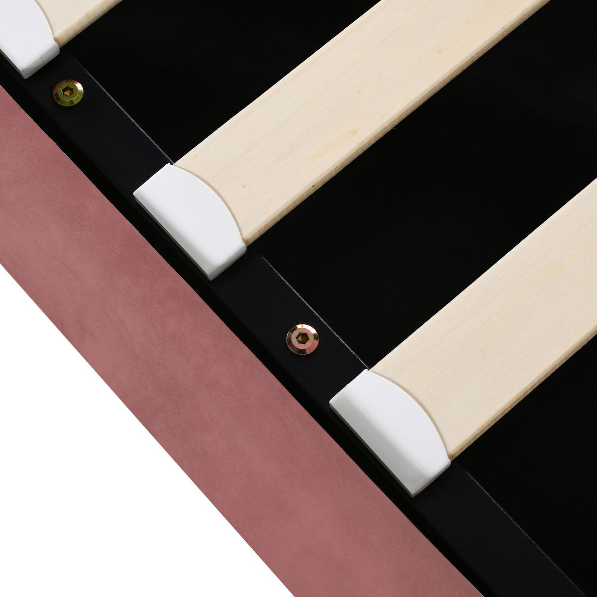 POLSTERBETT 140/200 cm in Rosa Samt mit Bettkasten - Dunkelrosa, Holzwerkstoff/Textil (140/200cm) - WISHDOR