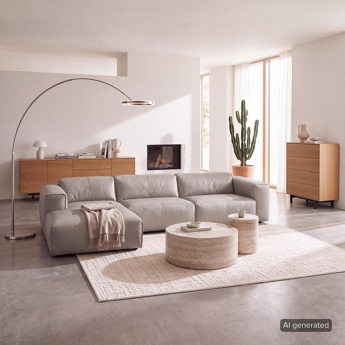 3-SITZER ECKSOFA mit Longchair - Hellgrau/Schwarz, Leder/Kunststoff (317/173cm) - home24