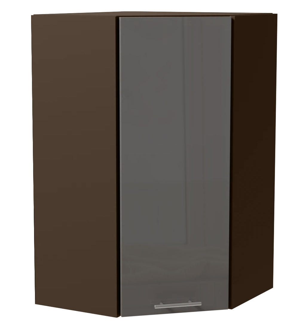 ECK-HÄNGESCHRANK Essen W4/10/60 Grau Hochglanz / Lava Matt 60 / 60 / 96cm - Dunkelgrau/Grau, Holz/Holzwerkstoff (60/96/60cm) - Feldmann-Wohnen