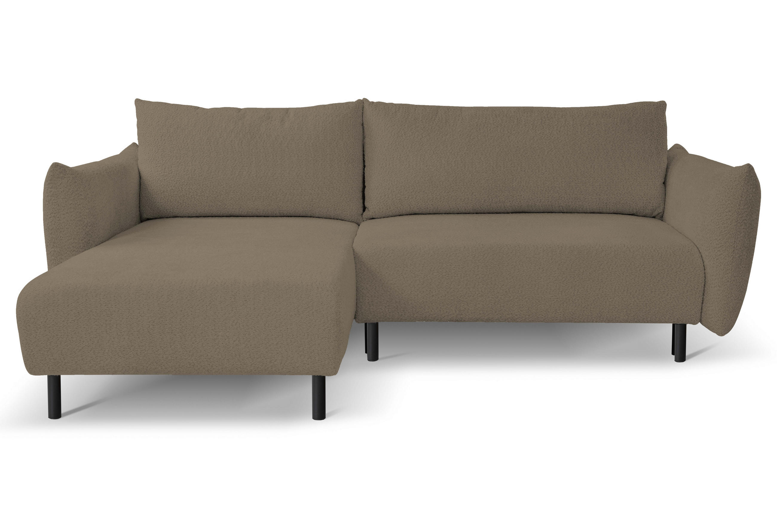 ECKSOFA ADEL mit Schlaffunktion und Bettkasten, L-förm, Metallbeine, verstellbar lose Rückenkissen, freistehend, LINKS, 171x257x90 cm, Light brown - Hellbraun, Holz/Textil (171/257cm) - DomoHome