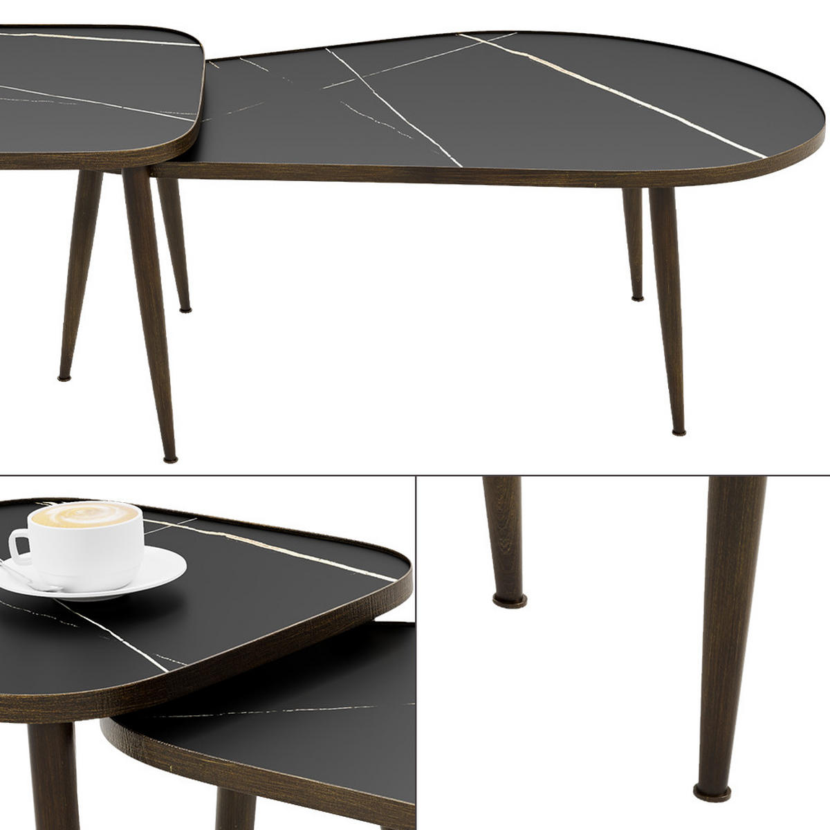 COUCHTISCH-SET Manitoba Schwarz 105 x 64,5 cm 2 Teile - Schwarz, Holzwerkstoff (64.5/105/35cm) - Vicco