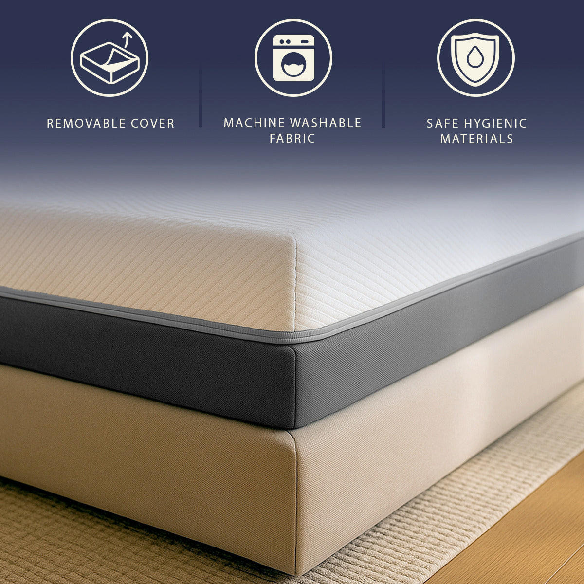 MATRATZE 90x200 Memory Schaum und Waterfoam Hoch 22 cm | Orthopädische und Hypoallergene Matratze - Weiß, Textil (90/200cm) - The White Stone
