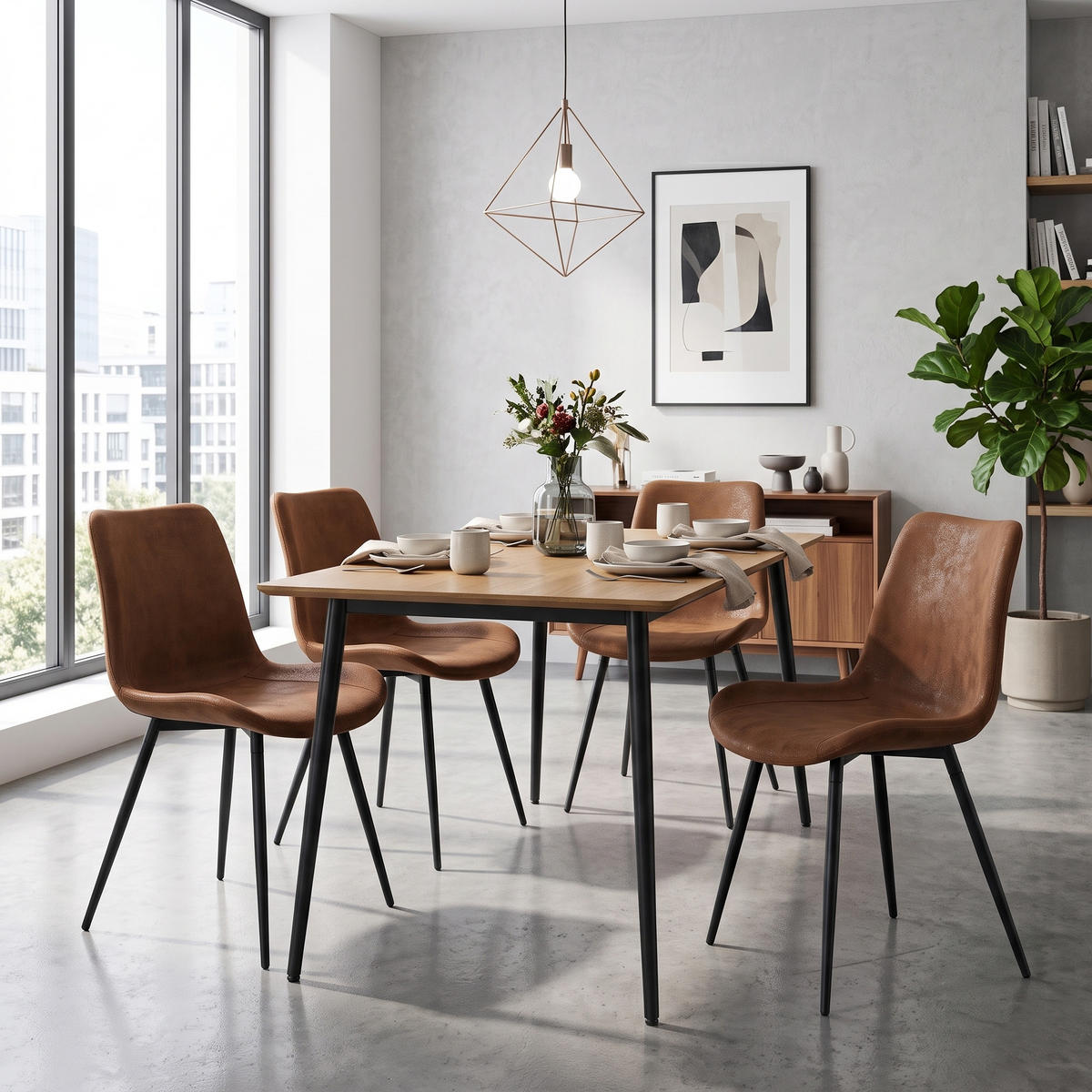 ESSZIMMERSTUHL 4er set stoff tech gepolstert metallbeine ergonomisch - Braun, Textil (50/83/47cm) - Urban Meuble