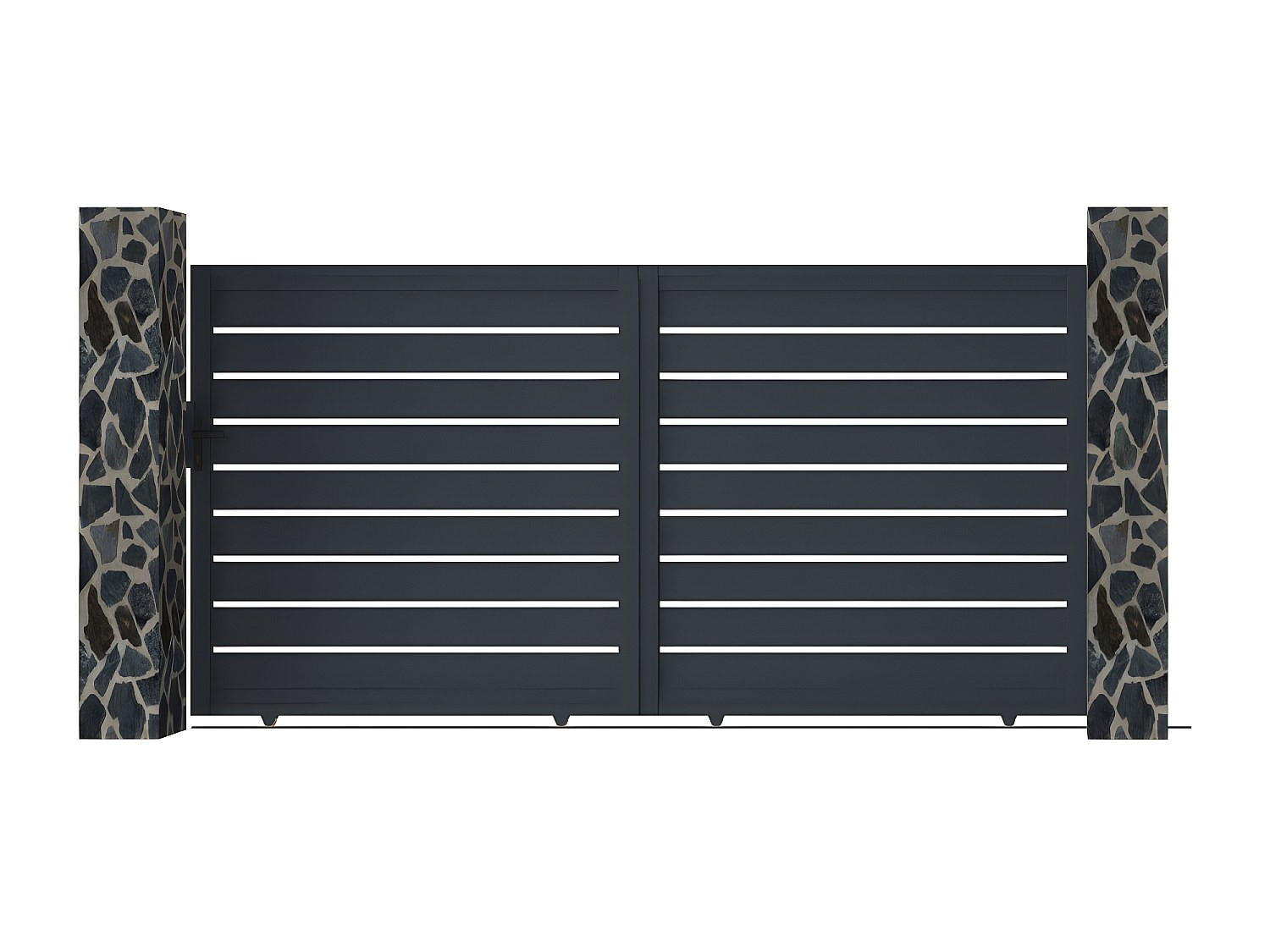 SCHIEBETOR - 348cm x 4.5cm - Aluminium - anthrazitgrau - PRIMO - Anthrazit, Metall (348/181cm) - Vente-Unique