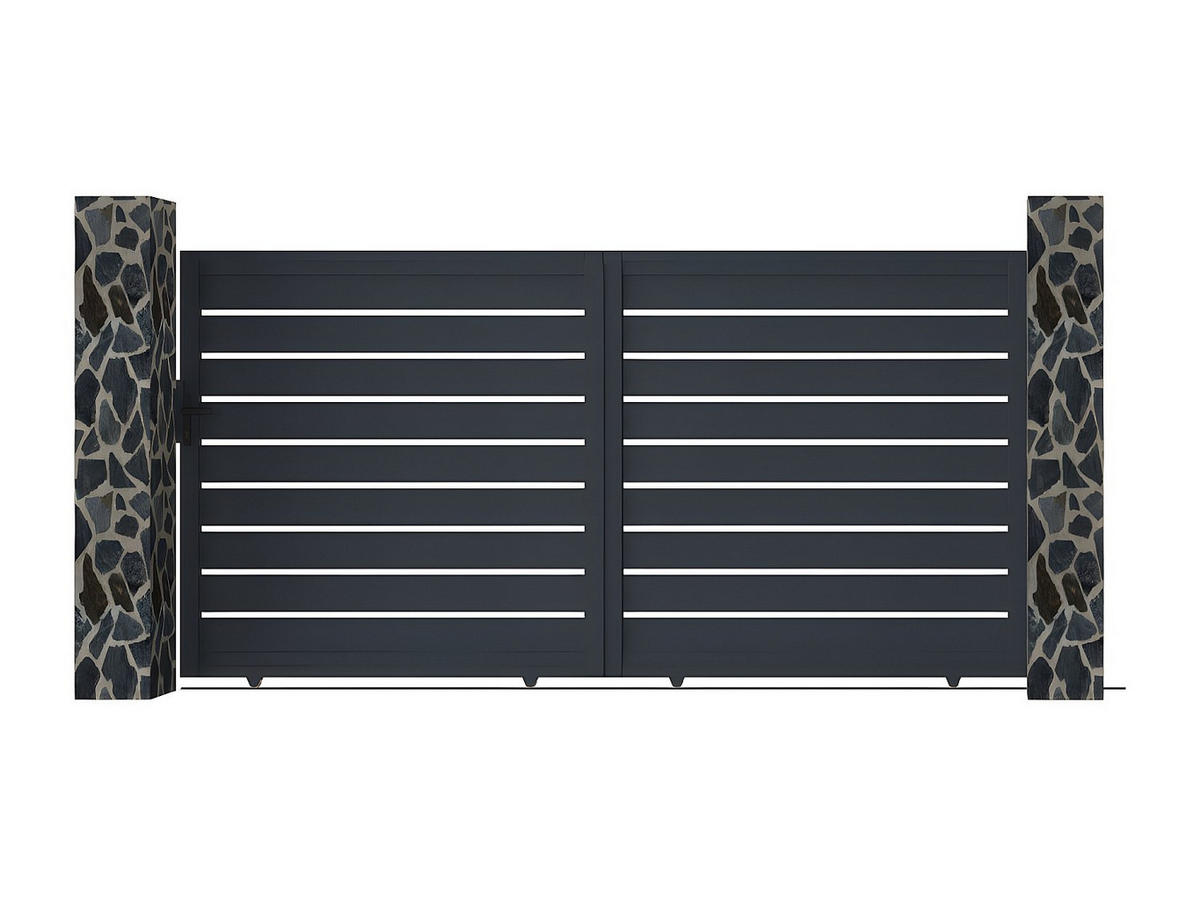 SCHIEBETOR - 348cm x 4.5cm - Aluminium - anthrazitgrau - PRIMO - Anthrazit, Metall (348/181cm) - Vente-Unique