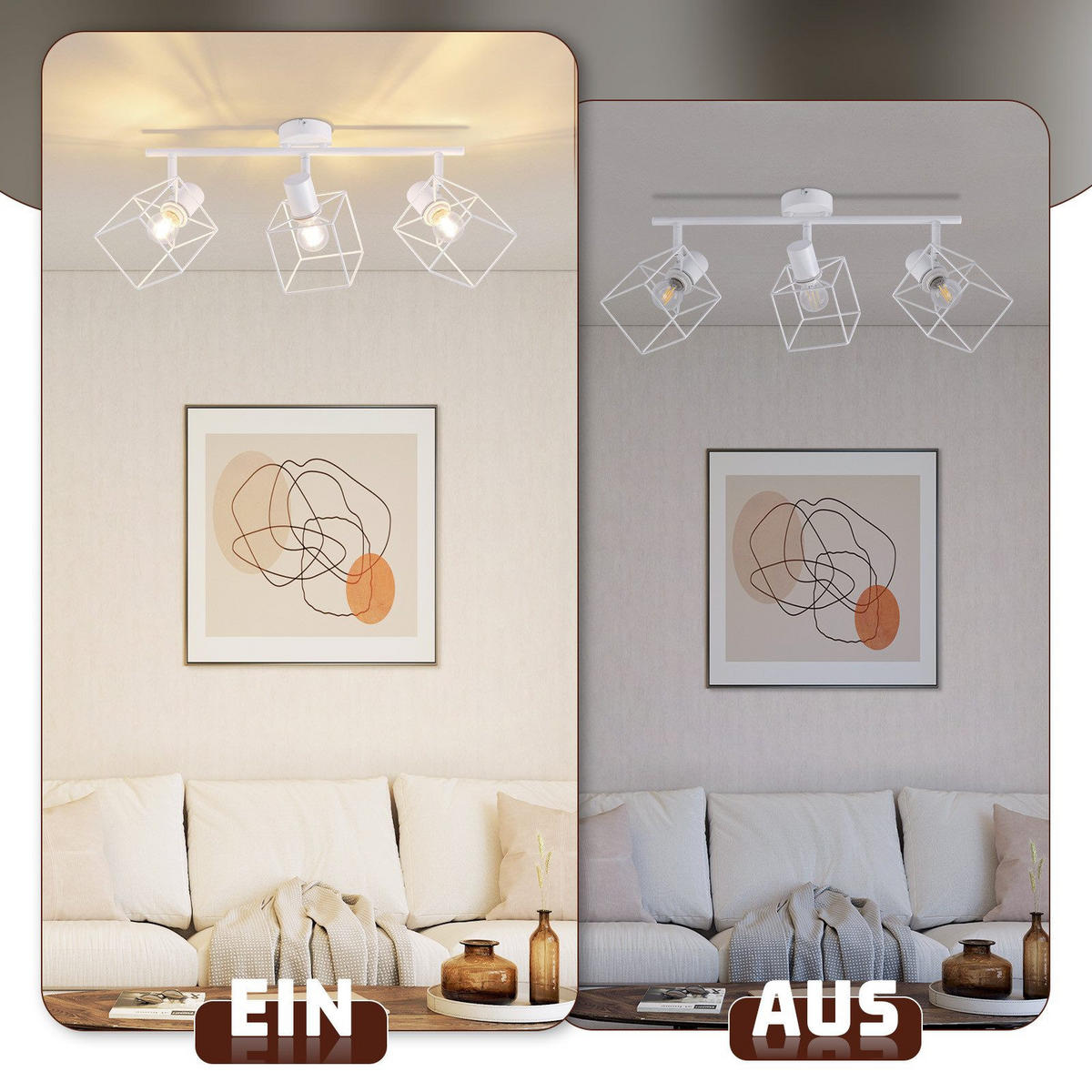 STRAHLER Fürth 3-flammig 48/10/17 cm - Weiß, Metall (48/10/17cm) - Nettlife