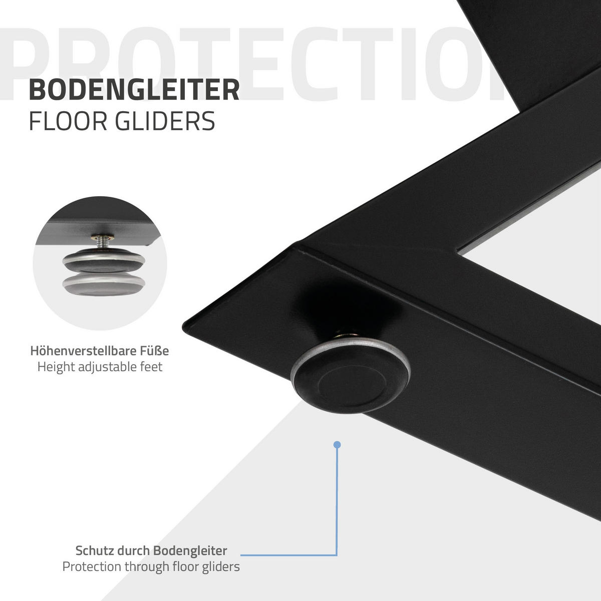 TISCHBEINE 2er Set 40xH71 cm X-Form, Schwarz - Schwarz, Metall (45/6/71cm) - ML-DESIGN