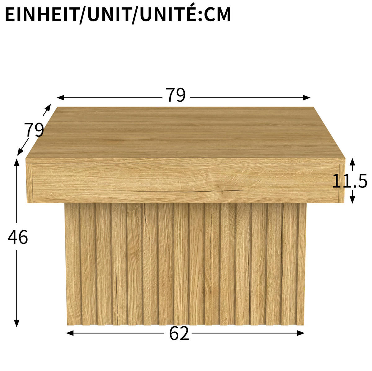 COUCHTISCH 79/79/46 cm in Natur aus MDF und Spanplatte–pflegeleicht und platzsparend - Naturfarben, Holzwerkstoff (79/79/46cm) - Flora Grace