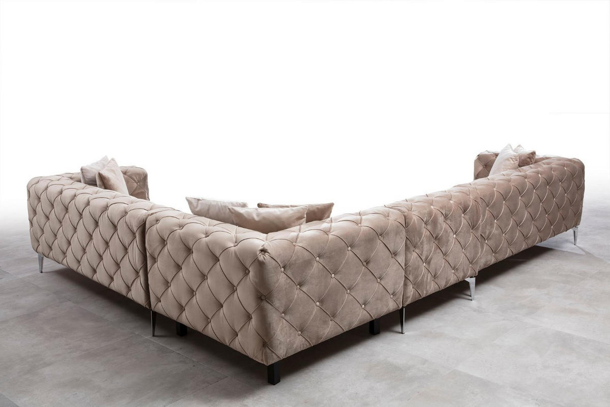 ECKSOFA mit großzügiger XXL Sitzfläche für die ganze Familie - Chromfarben/Beige, Holz/Textil (270/310cm) - myHomelando