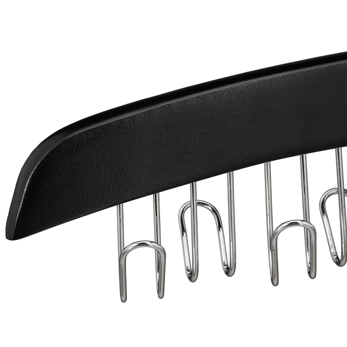 DRŽIAK opasku - čierna, kov/drevo (43/17.5/5.5cm) - Relaxdays