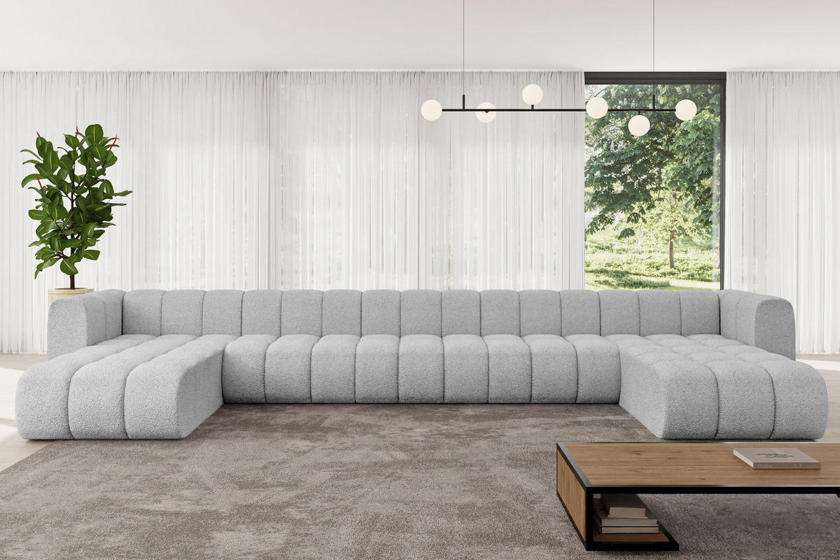 WOHNLANDSCHAFT modulares Sofa Joren-U3 - 501x177x70 cm Hellgrau - Hellgrau, Holzwerkstoff/Textil (501/70/177cm) - ALTDECOR
