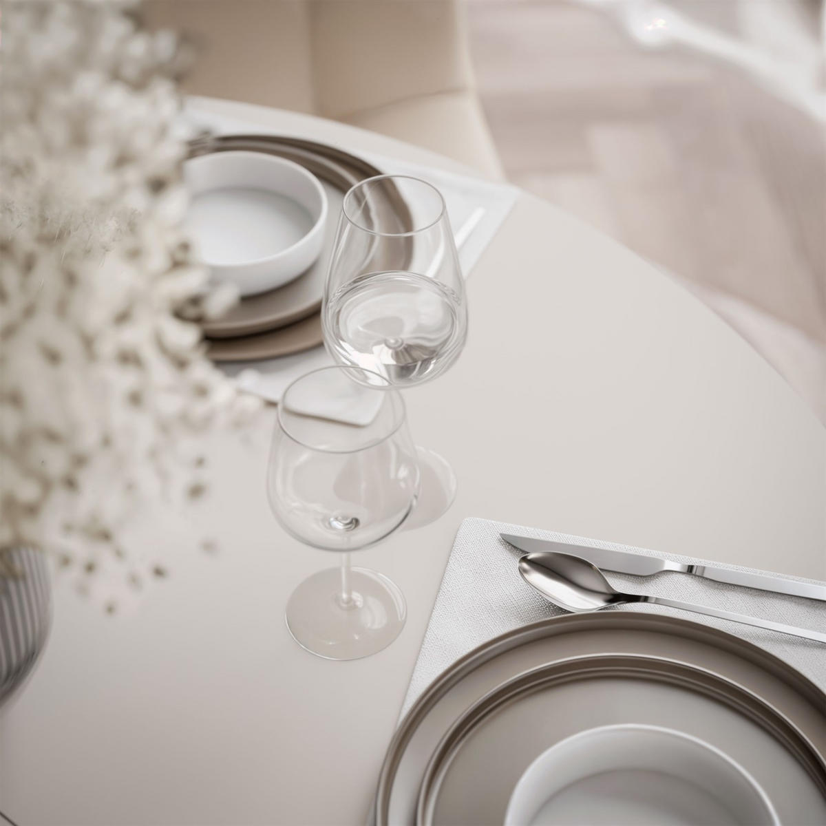 Ausziehbarer Esstisch LUMI, Kaschmir - Kaschmir, Holzwerkstoff (100/100/75cm) - Lookway