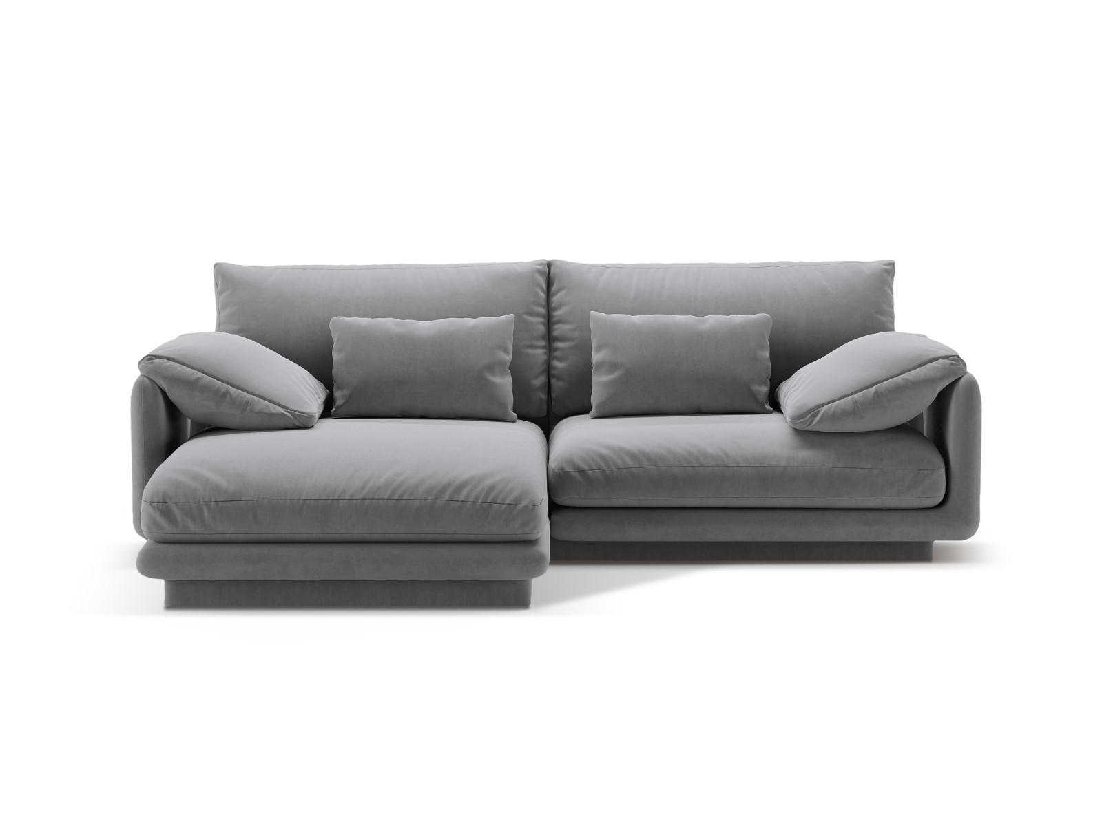 ECKSOFA links Torino aus Samt hellgrau 3 Sitzplätze - Hellgrau, Textil (170/220cm) - Micadoni