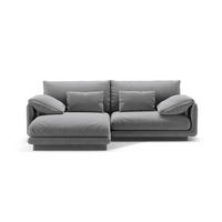 ECKSOFA links Torino aus Samt hellgrau 3 Sitzplätze - Hellgrau, Textil (170/220cm) - Micadoni