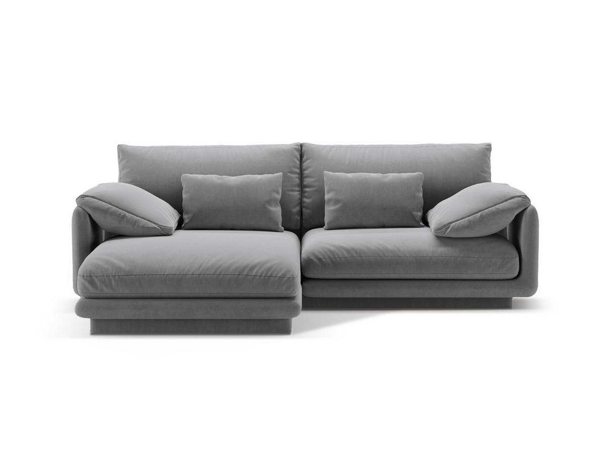 ECKSOFA links Torino aus Samt hellgrau 3 Sitzplätze - Hellgrau, Textil (170/220cm) - Micadoni