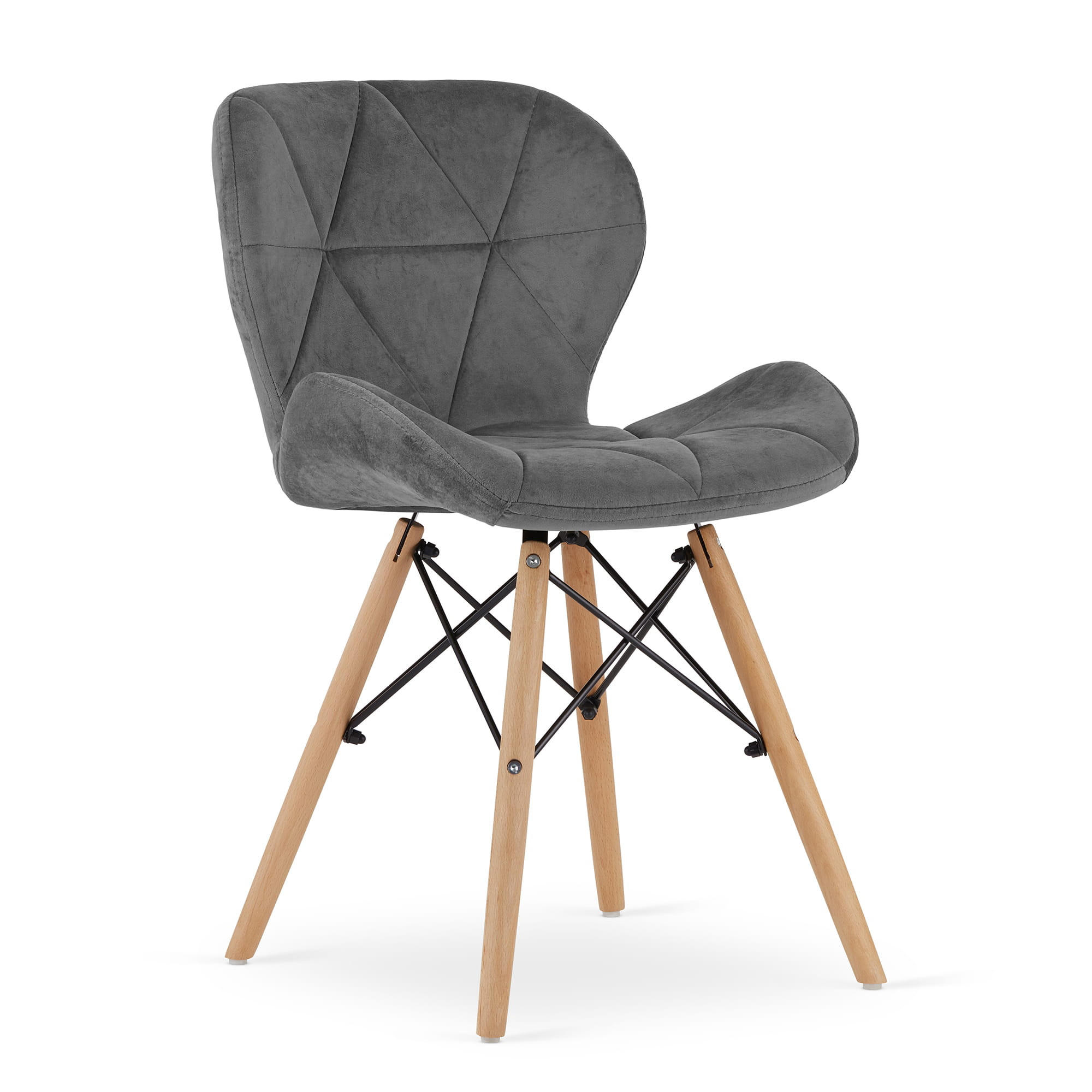 STUHL AMATRICE 1 Stück, Grau, mit Samtstoff gepolstert - Hellgrau, Holz/Textil (48/74/53cm) - Komodee
