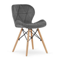 STUHL AMATRICE 1 Stück, Grau, mit Samtstoff gepolstert - Hellgrau, Holz/Textil (48/74/53cm) - Komodee
