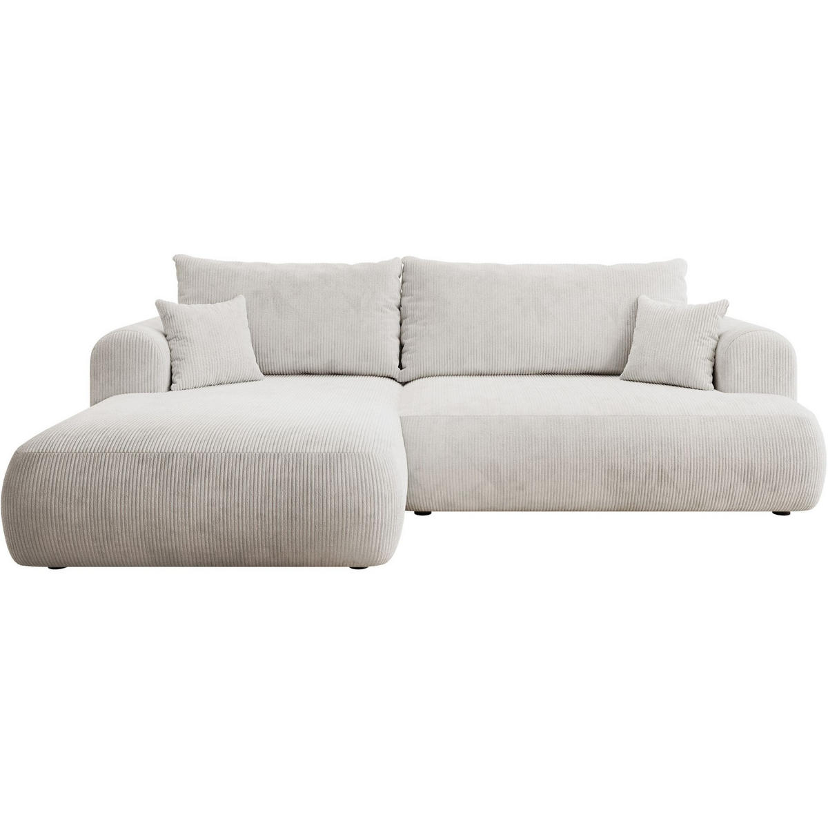 ECKSOFA Ovo Cord mit Cordbezug Weiß, links - Schwarz/Weiß, Textil (260/165cm) - Selsey