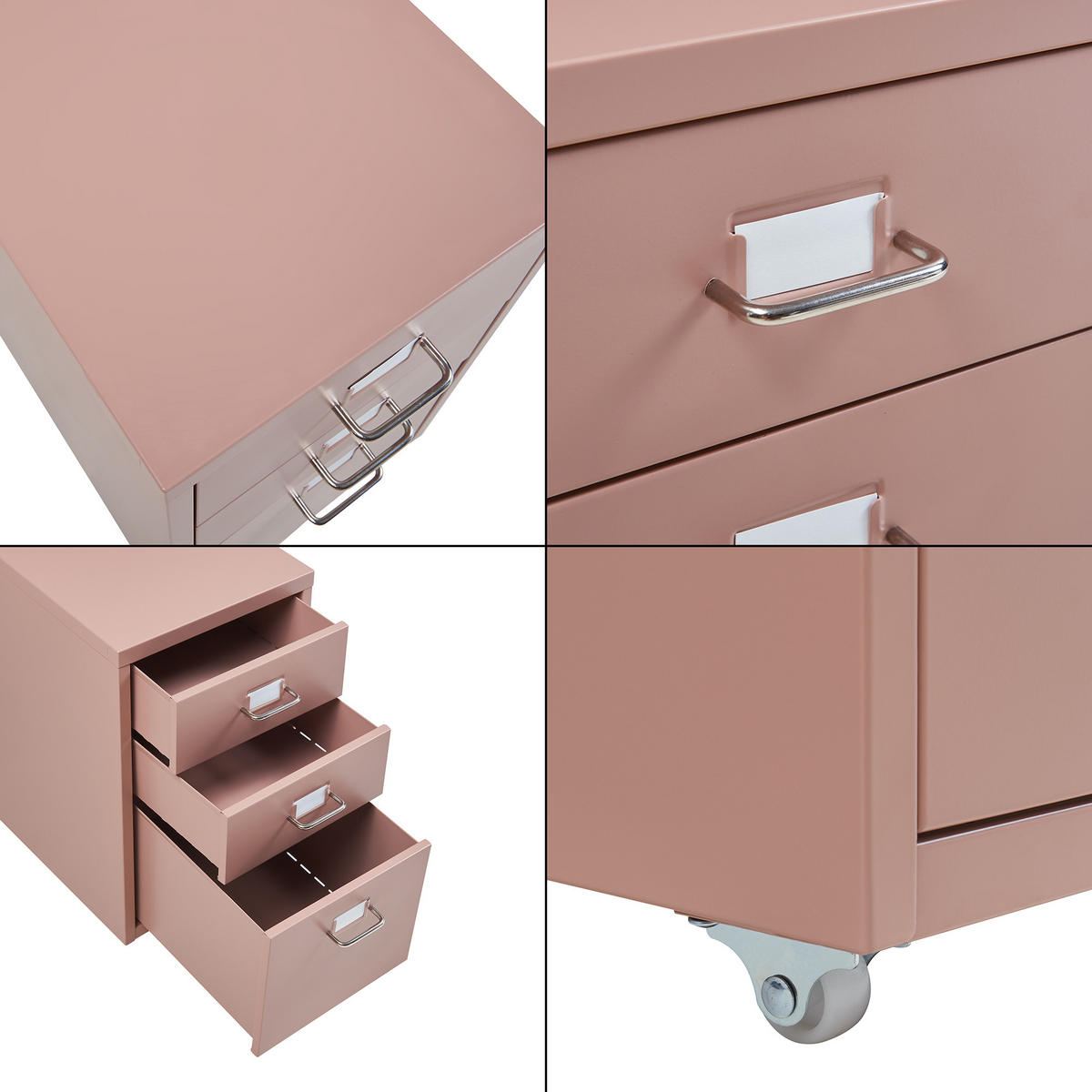 ROLLCONTAINER Kökar - Hellbraun, Metall (28/48/41cm) - [en.casa]