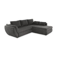 ECKSOFA mit Schlaffunktion und Bettkasten, seitenverkehrt montierbar B272/T200/H88 cm, Liegefläche 128x224 cm, Cord Grau Anthrazit / 15226 - Chromfarben/Schieferfarben, Kunststoff/Textil (272/200cm) - luma-home
