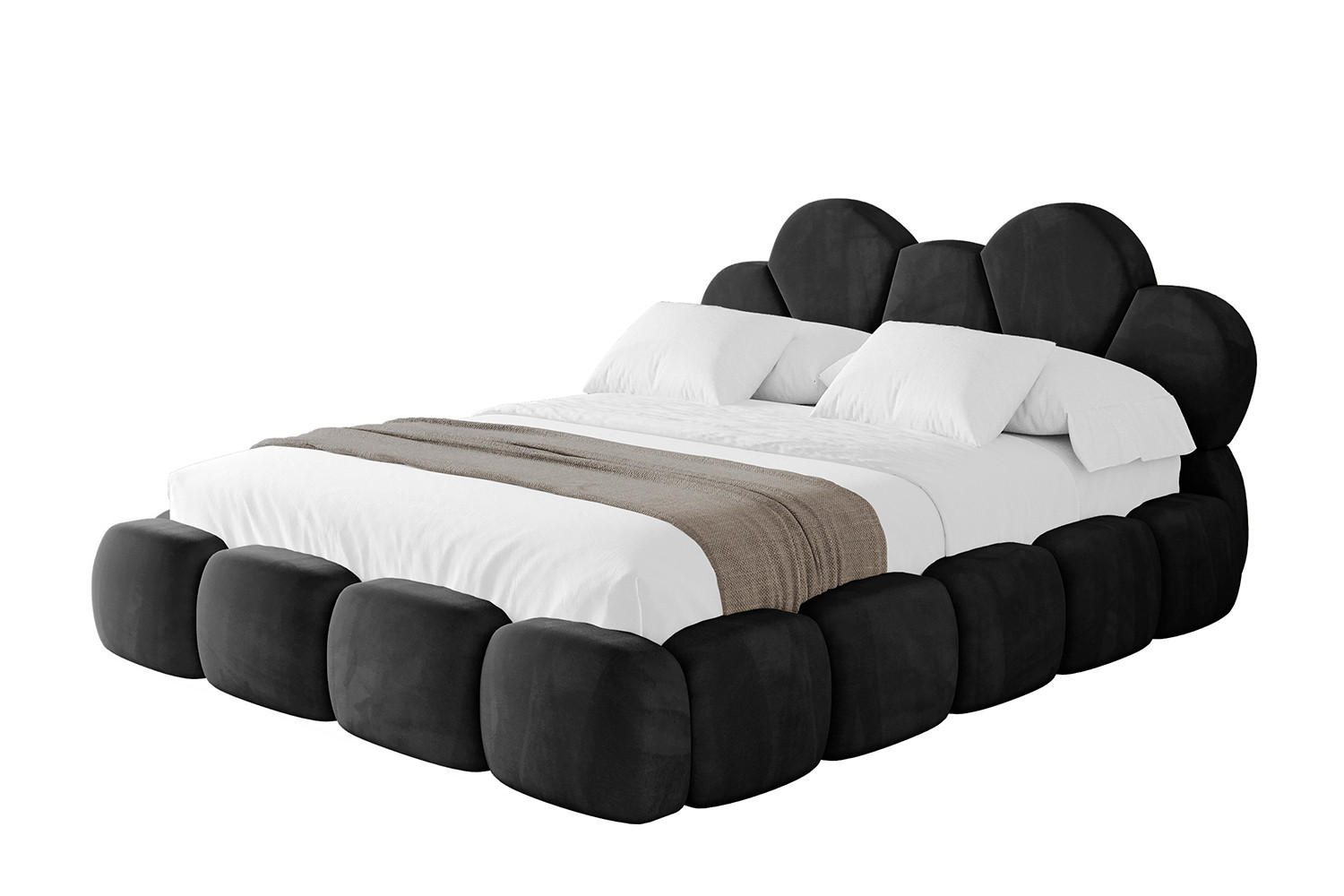 POLSTERBETT mit Bettkasten und Lattenrost, Bett mit Matratze H3/H4 - LANA 120x200 Schwarz - Schwarz, Holzwerkstoff/Textil (120/200cm) - ALTDECOR