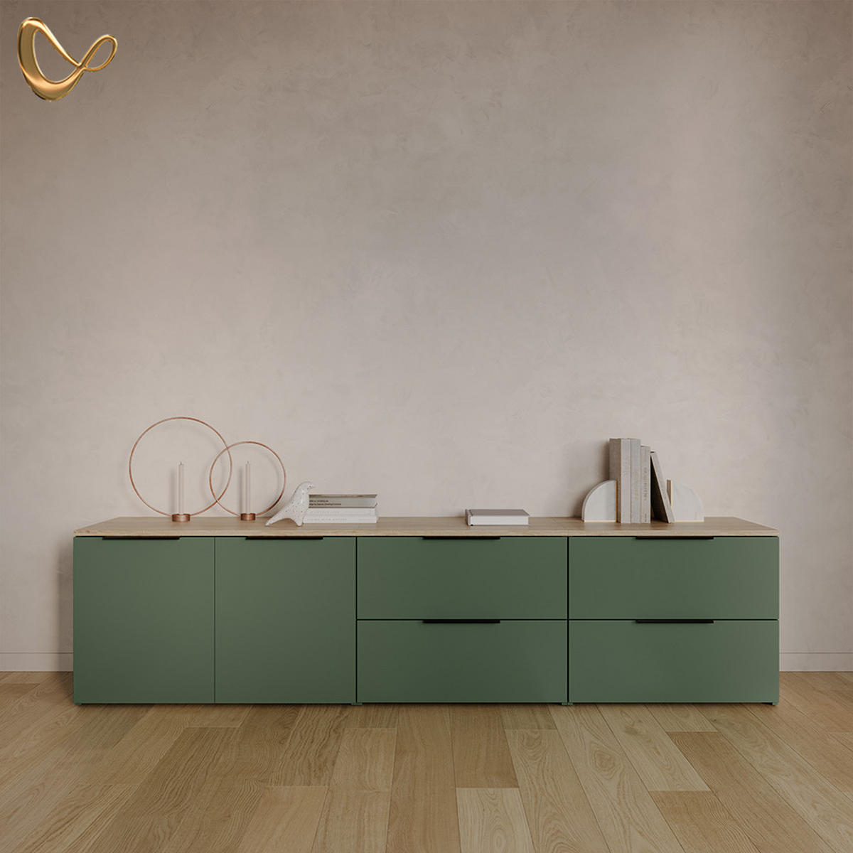 DNEVNI BORAVAK SET Piave Zelena 3 dijela - zelena, drvni materijal (80/50/40cm) - Livinity®