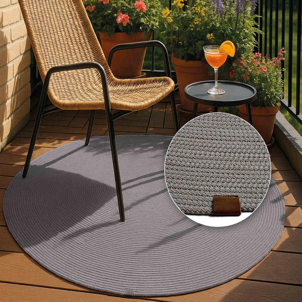 KURZFLORTEPPICH PARIS - Grau, Naturmaterialien/Kunststoff (120/120cm) - Astra