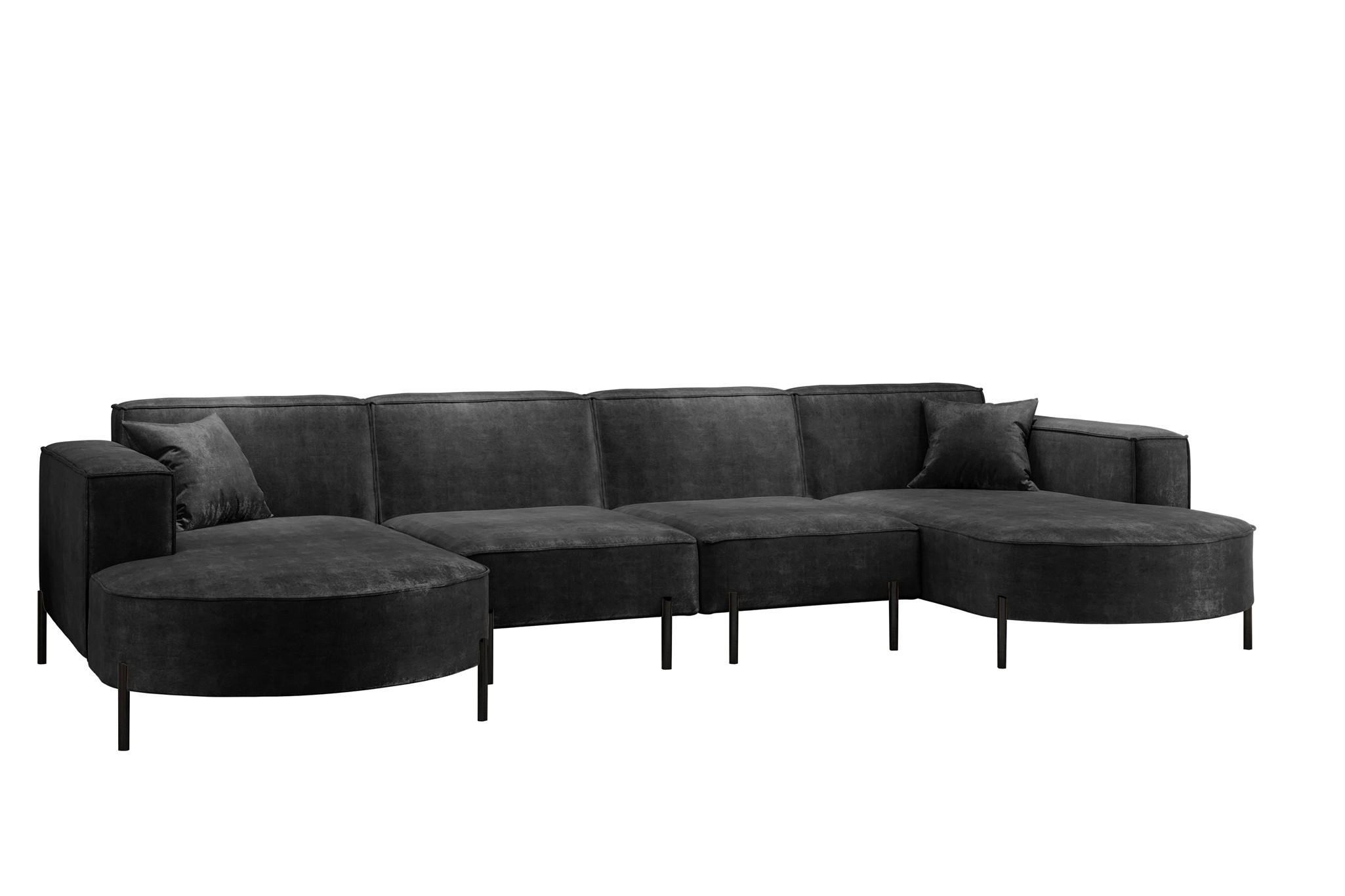 WOHNLANDSCHAFT Valencia Xl - Anthrazit, Holzwerkstoff/Textil (384/80/165cm) - Fun Möbel
