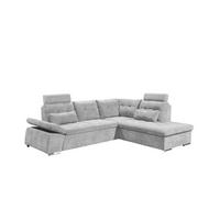 ECKSOFA mit Schlaffunktion, verstellbare Armlehne und Kopfstützen - Chromfarben/Hellgrau, Textil (219/260cm) - ed exciting design