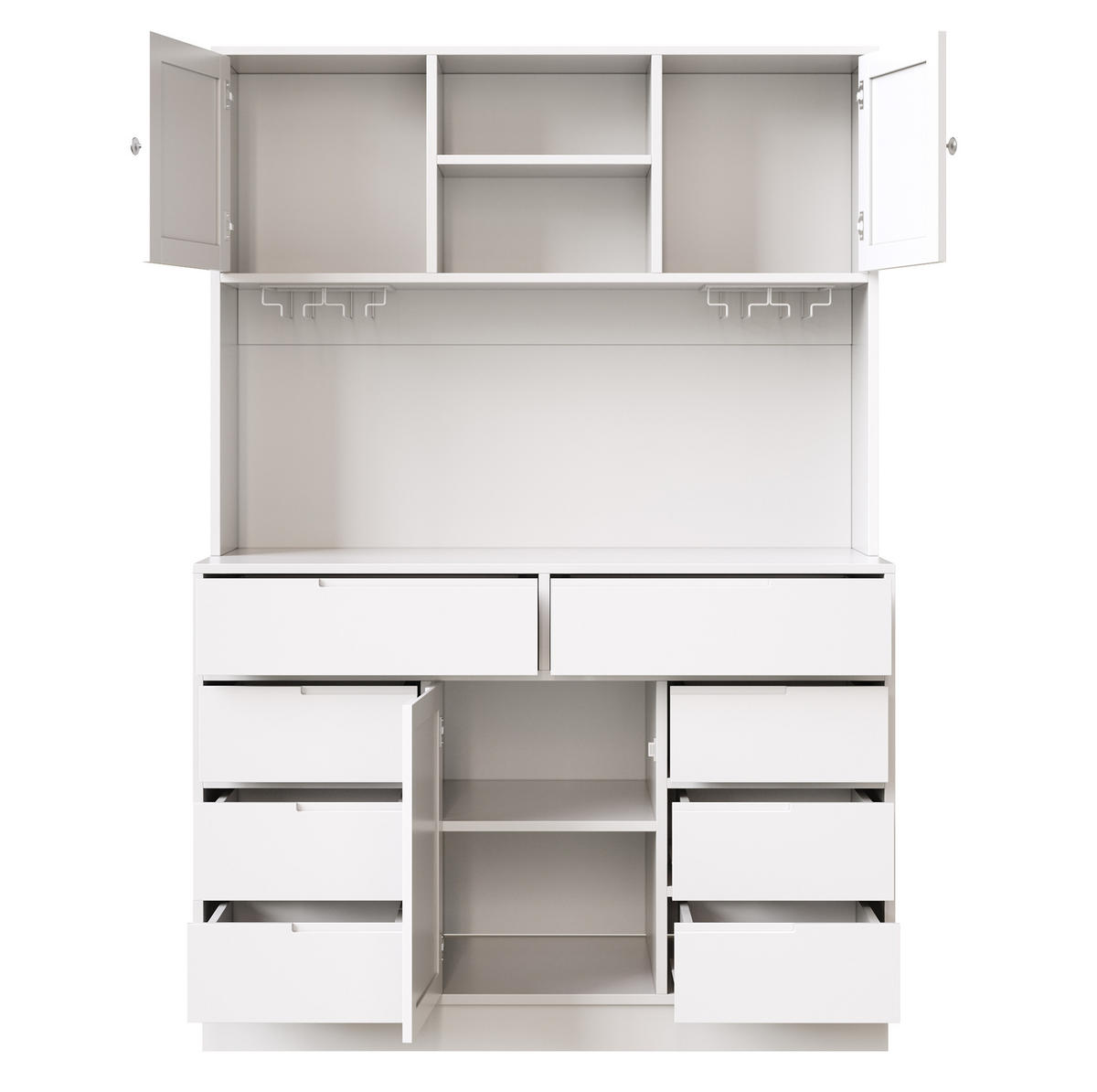 BUFFET 120/40/183,5 cm weiß aus MDF mit LED-Beleuchtung - Weiß, Holzwerkstoff (120/183.5/40cm) - OKWISH