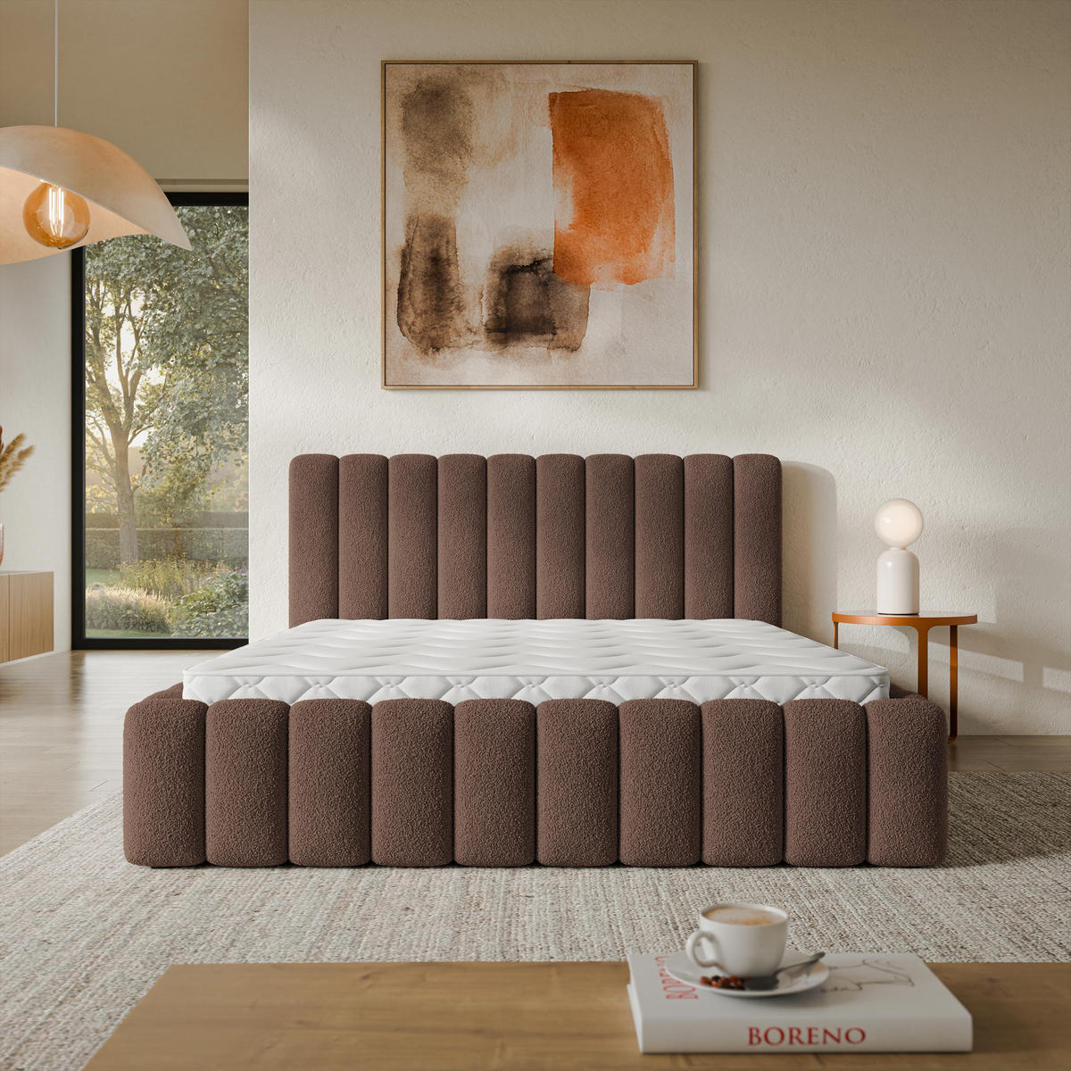 ČALOUNĚNÁ Postel TEBA 160x200 cm Hnědá - hnědá, kompozitní dřevo/textil (160/200cm) - MASSENO