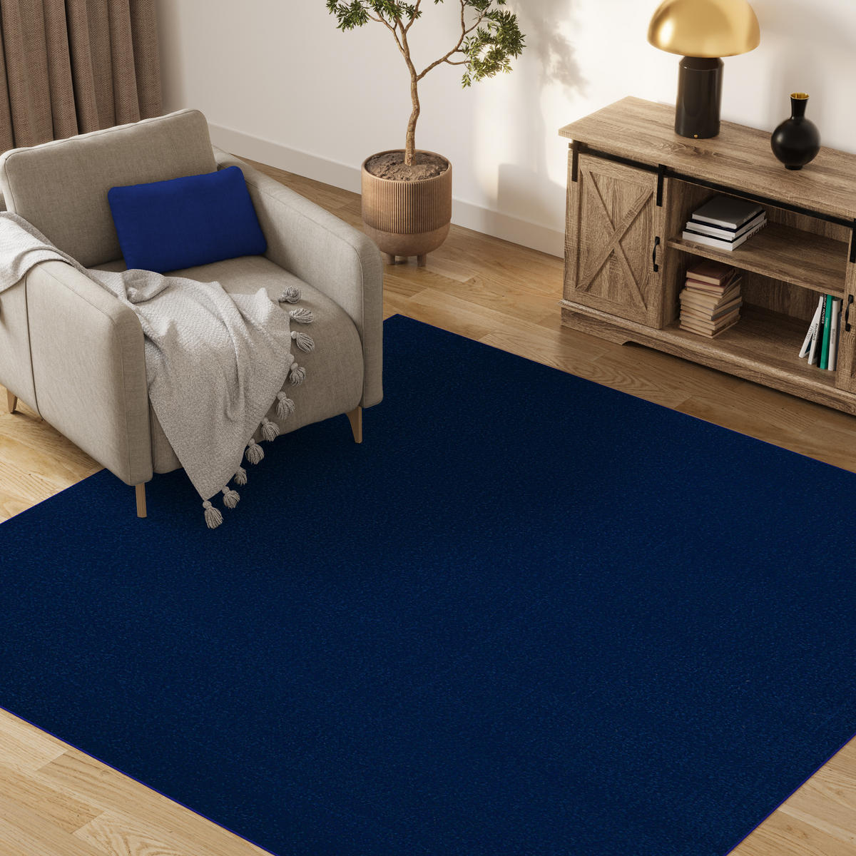 TEPPICH MONO SQUARE Dunkelblau 200/200 cm - Dunkelblau, Kunststoff (200/200cm) - Tapiso