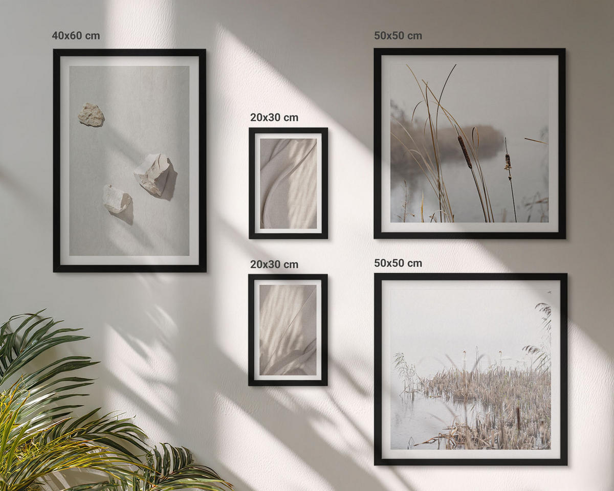 WANDBILDER 5er-Set - 50x50 cm & 20x30 cm & 40x60 cm Schwarzer Rahmen - Nahaufnahmen der Struktur im Boho-Stil - Schwarz, Kunststoff (40/60cm) - ArtPrintCave