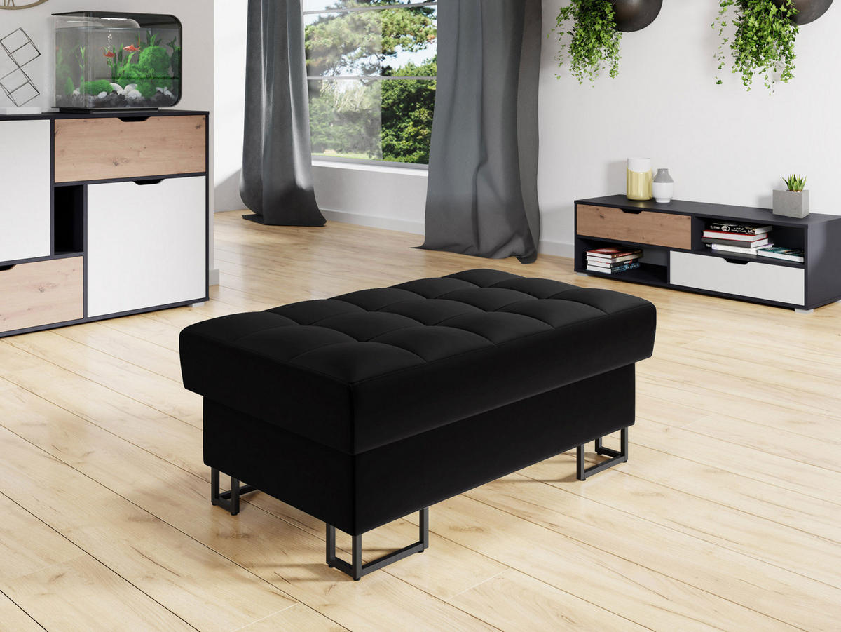 POLSTERHOCKER Laris - Schwarz, Holz/Textil (106/44/67cm) - MIRJAN24