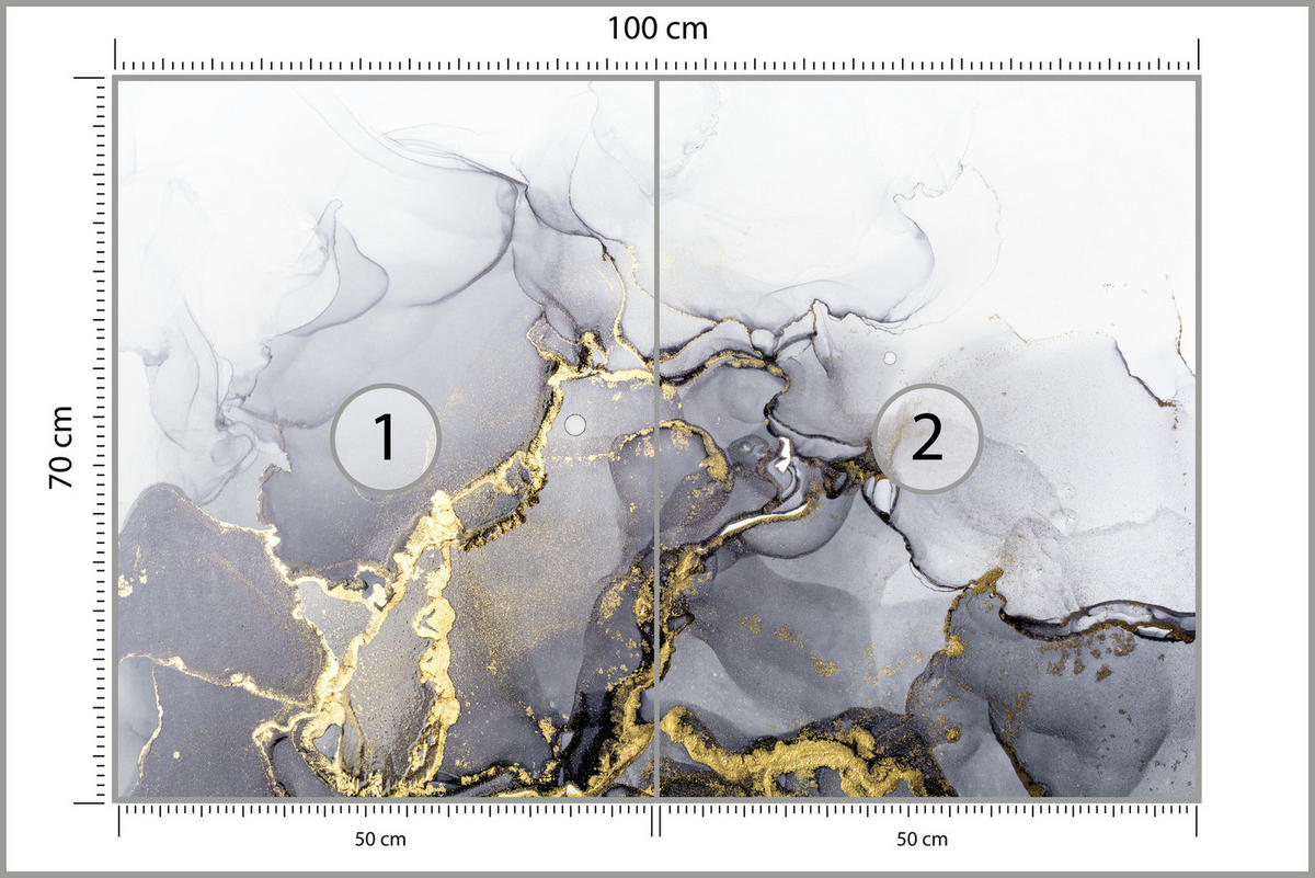 FOTOTAPETE Moderne Abstraktion Marmor Muster 100x70 - Gelb/Weiß, Papier (100/70cm) - Muralo