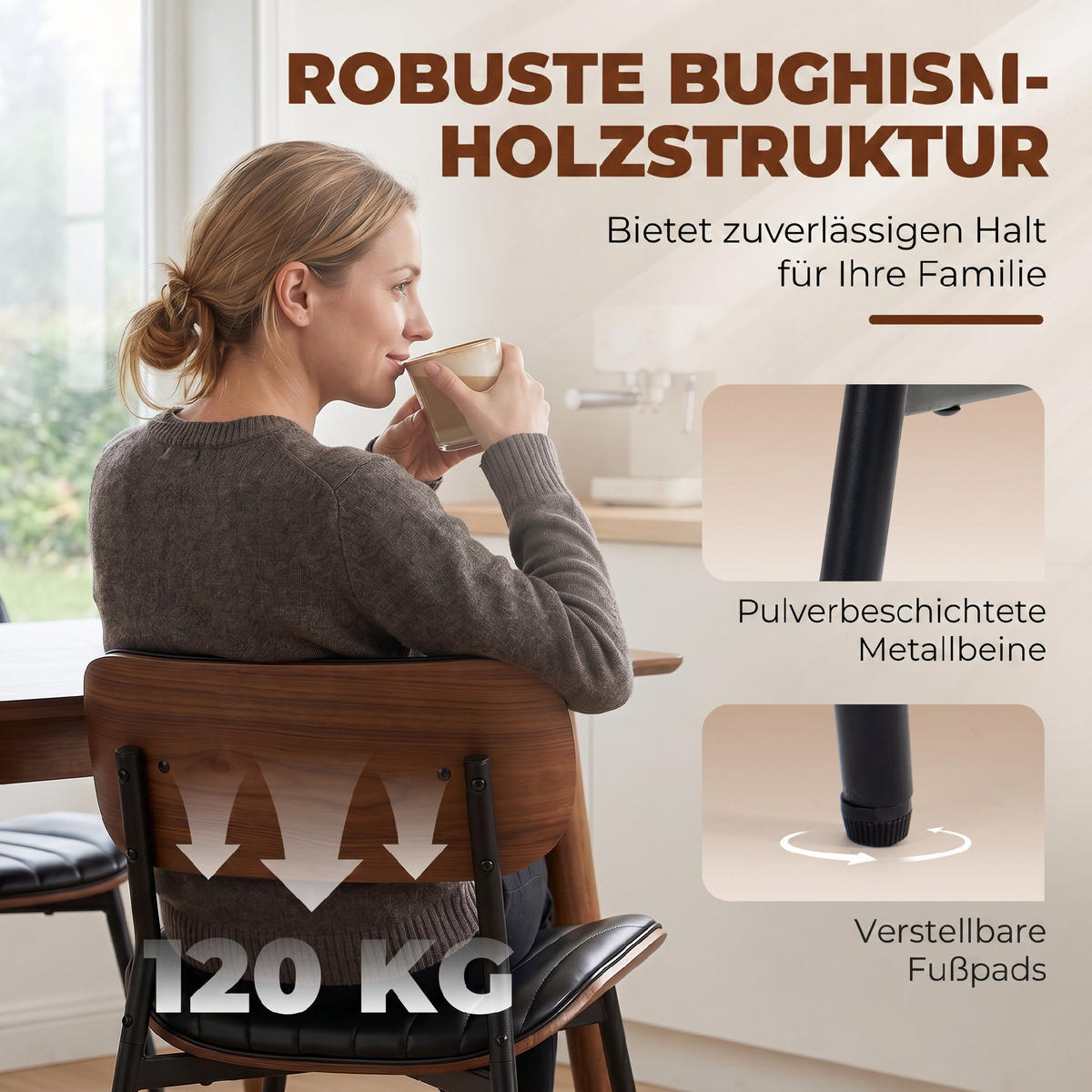 ESSZIMMERSTÜHLE 2er Set Kunstleder Formholz Schwarz - Schwarz, Leder/Holzwerkstoff (49.5/80/49.5cm) - HOMCOM