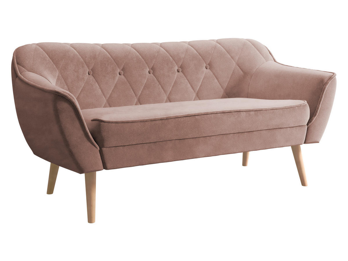 SOFA Skand 2 - Naturfarben/Rosa, Holz/Textil (140/75/74cm) - MIRJAN24