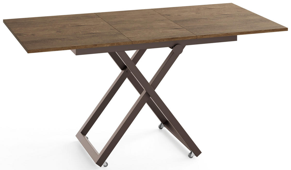 COUCHTISCH Axen höhenverstellbar ausziehbar, Eiche Braun Rustikal 120-160/80/38-75 cm - Alteiche/Braun, Holzwerkstoff/Metall (80/160/75cm) - WFL GROUP